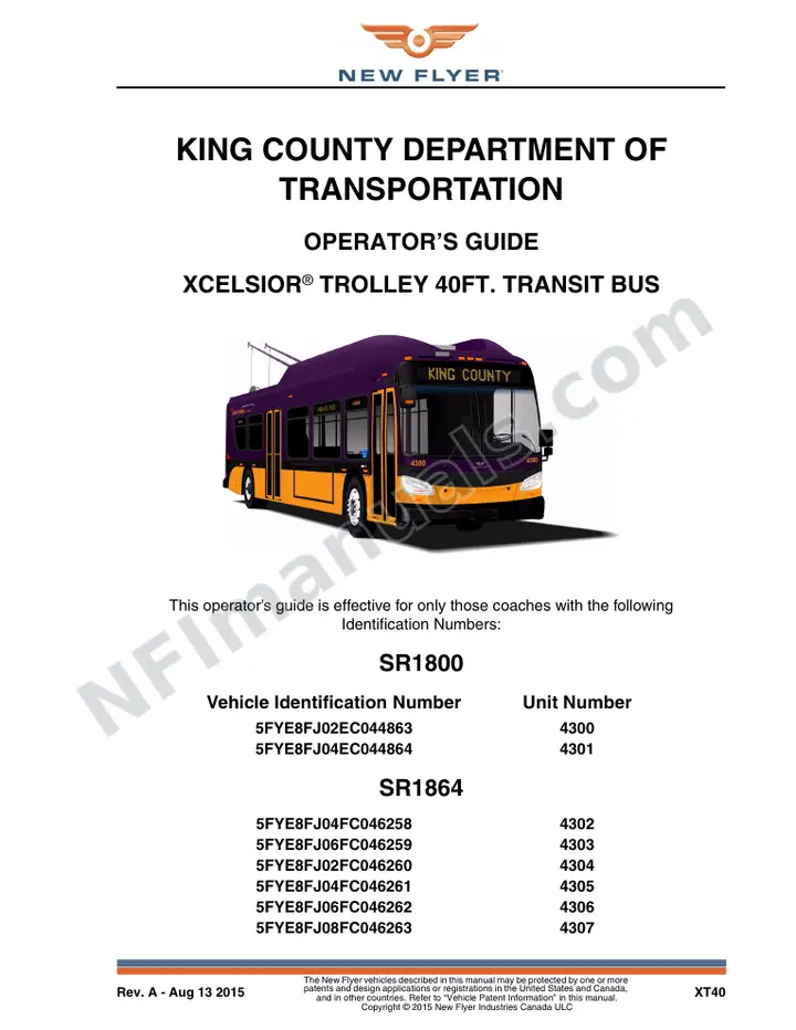 New Flyer XT40 Manual Package - King County Department of Transportation included manual preview