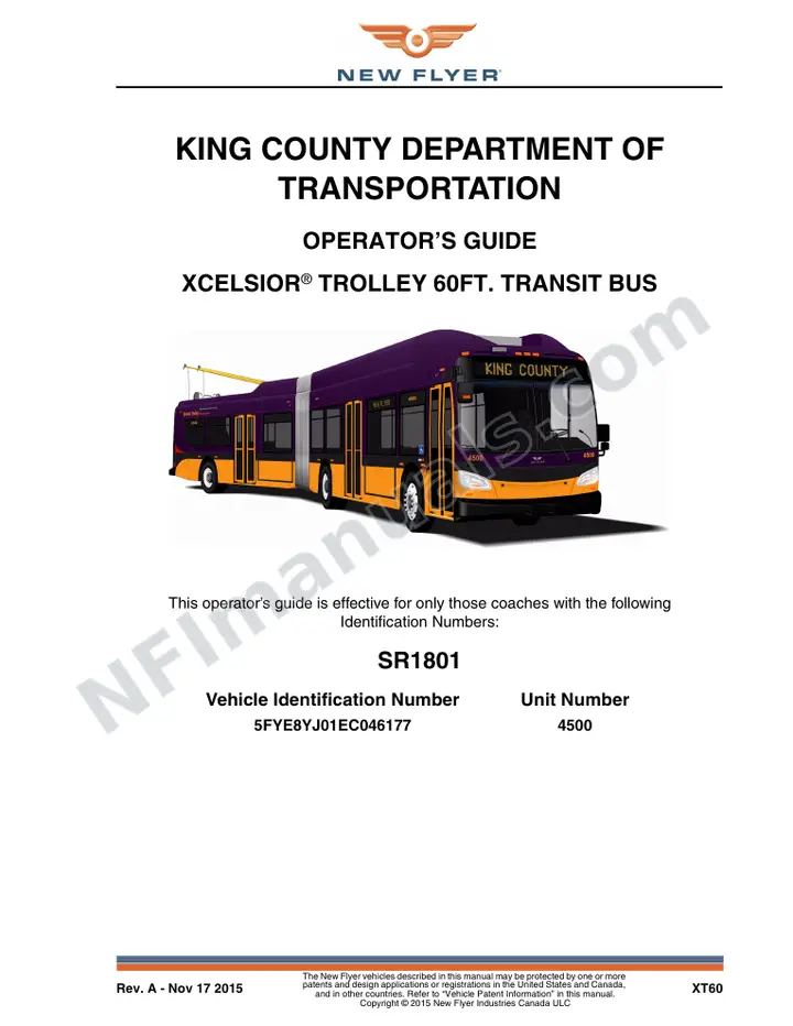 New Flyer XT60 Manual Package - King County Department of Transportation included manual preview