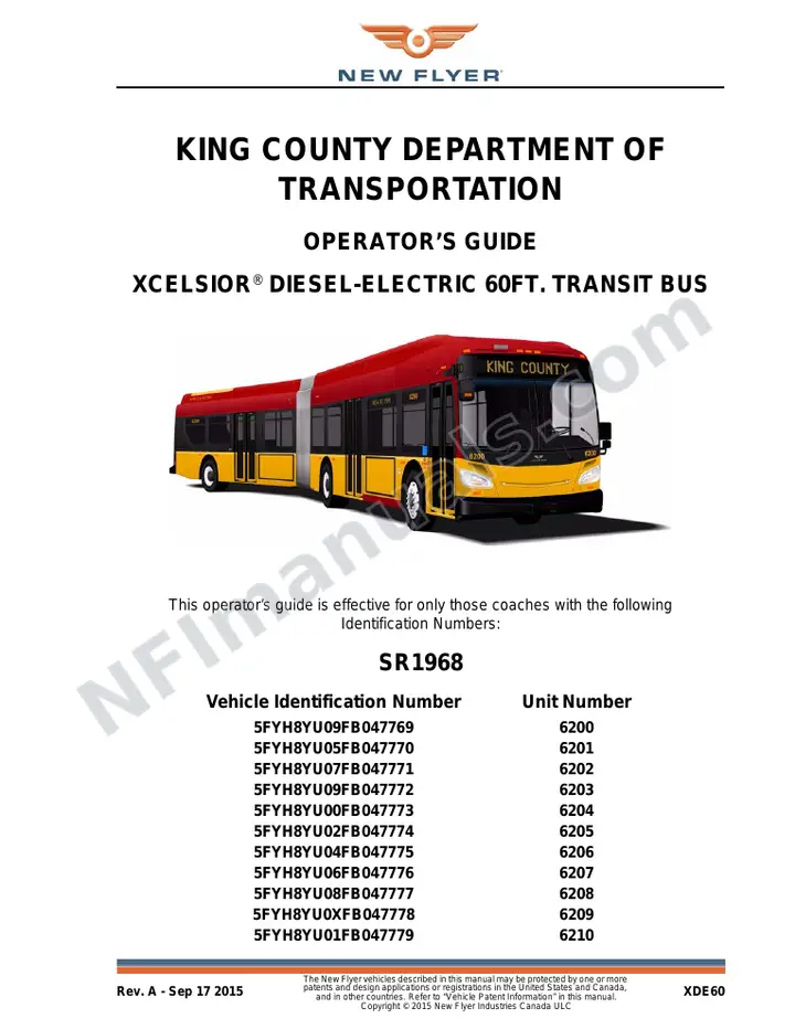 New Flyer XDE60 Manual Package - King County Department of Transportation included manual preview