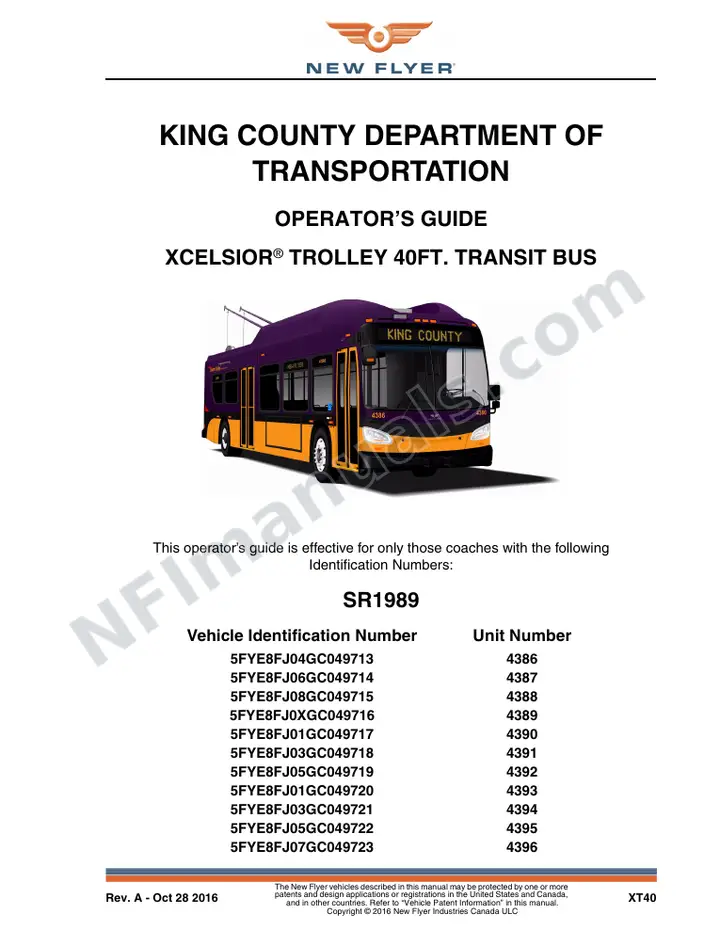 SR1989 Operator's Guide, King County Department of Transportation first-page preview