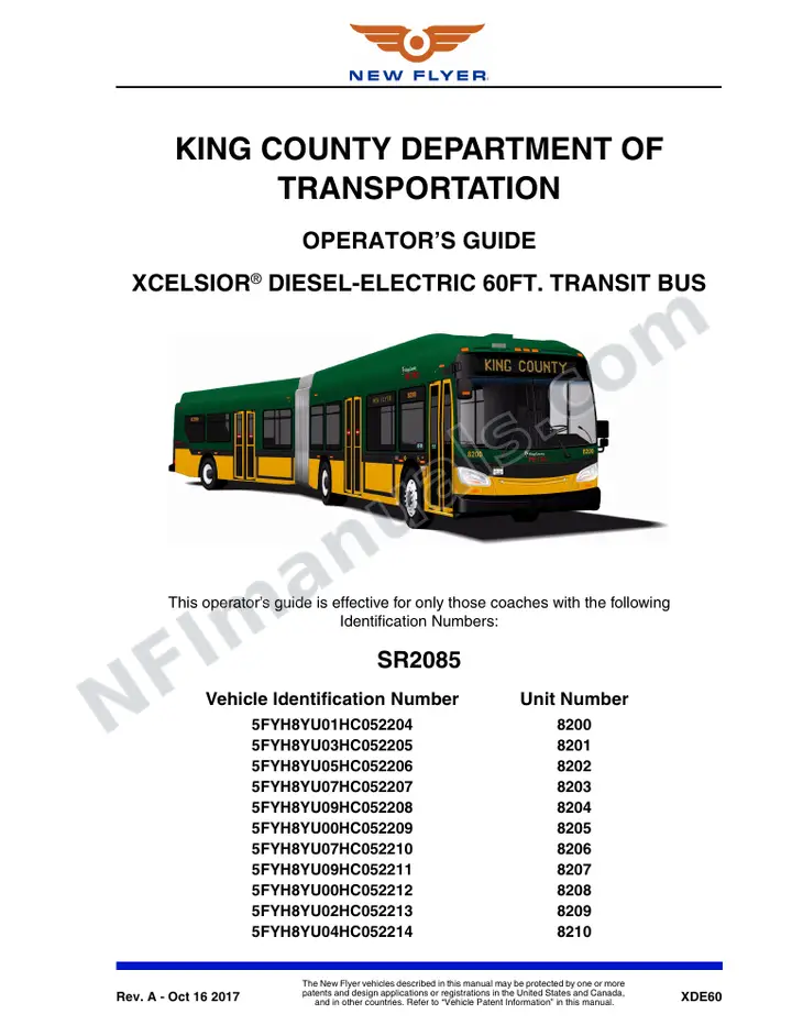 SR2085 Operator's Guide, King County Department of Transportation first-page preview