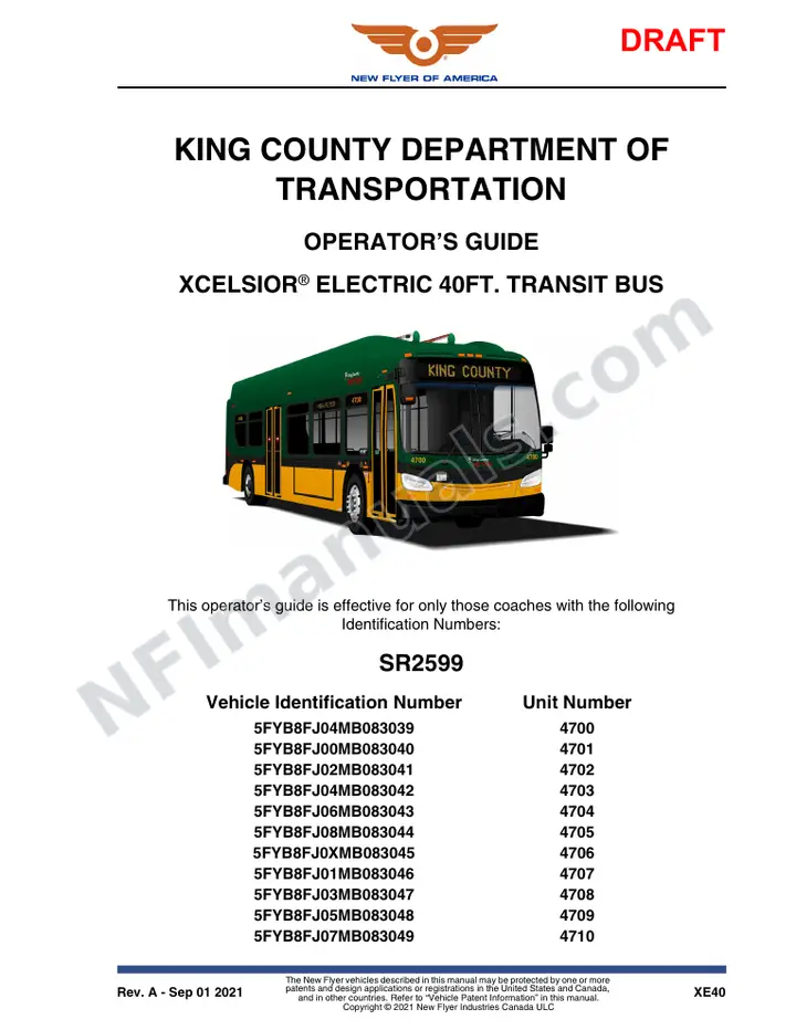 New Flyer XE40 Manual Package - King County Department of Transportation included manual preview
