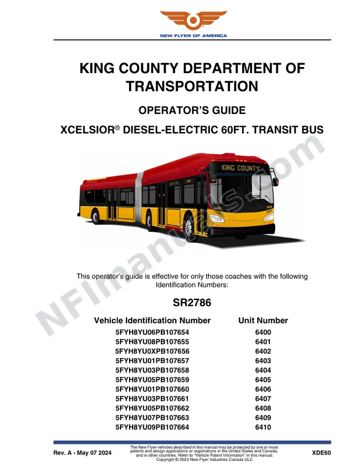 SR2786 Operator's Guide, King County Department of Transportatioin first-page preview