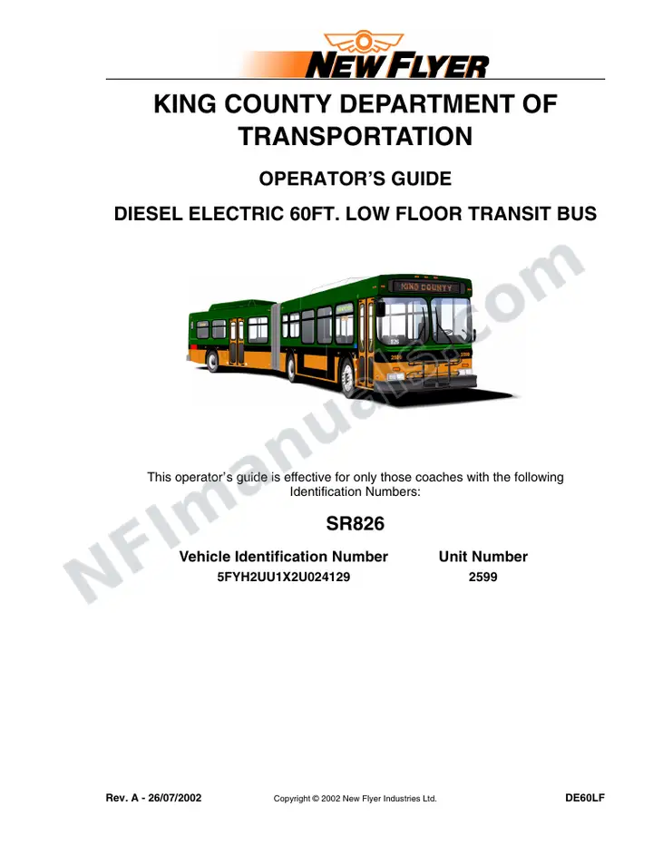 SR826 Operator's Guide, King County Department of Transportation first-page preview
