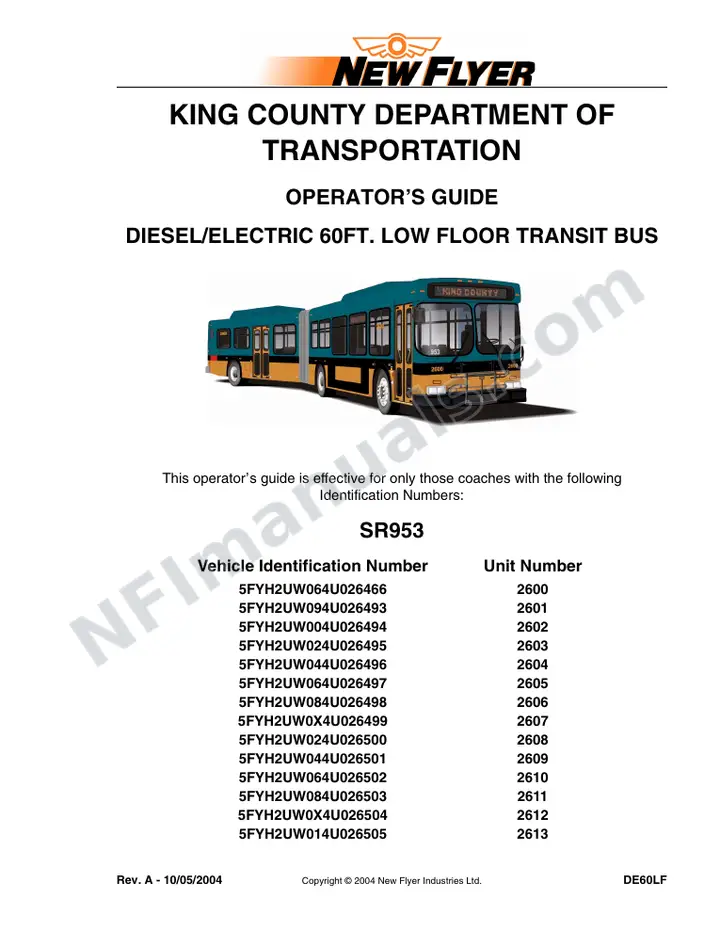 SR953/980 Operator's Guide, King County Department of Transportation first-page preview