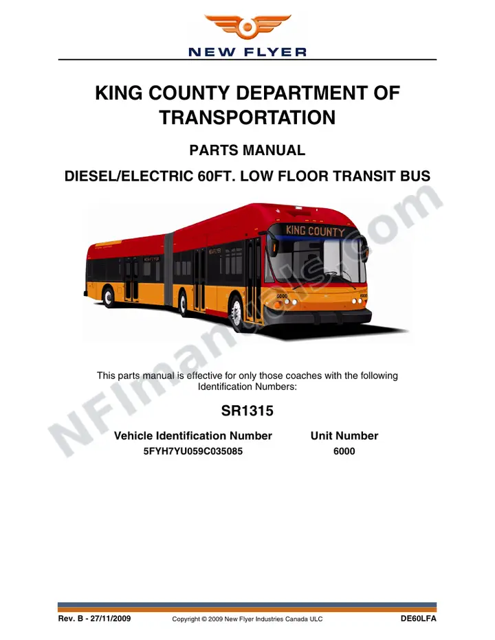 SR1315 Parts Manual, King County Department of Transportation first-page preview
