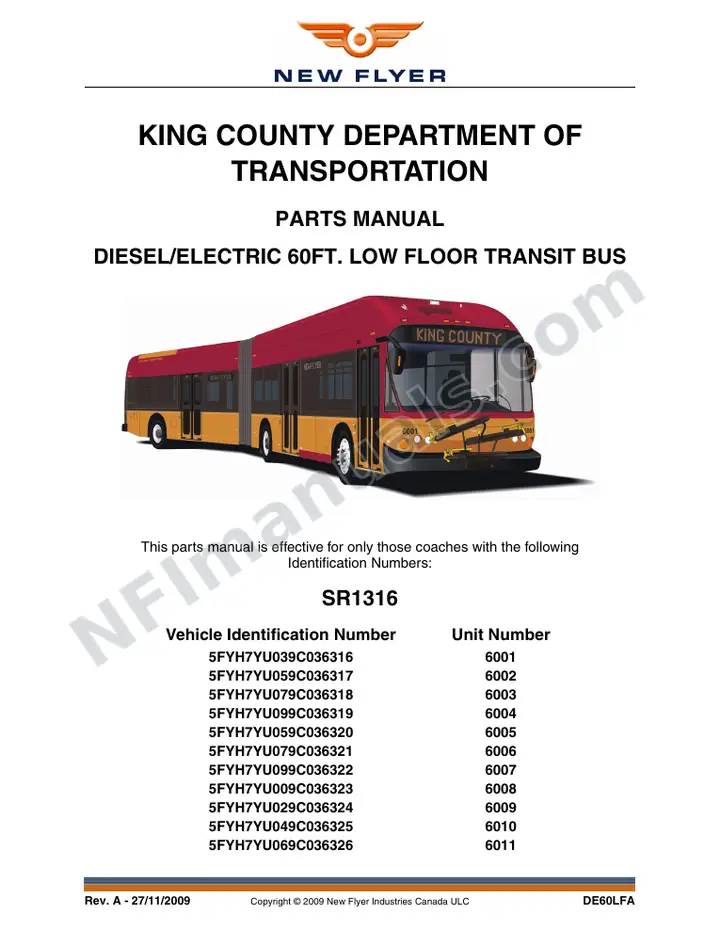 SR1316 Parts Manual, King County Department of Transportation first-page preview
