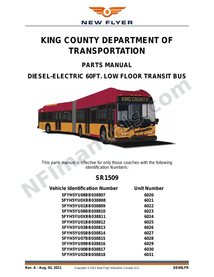 SR1509 Parts Manual, King County Department of Transportation first-page preview