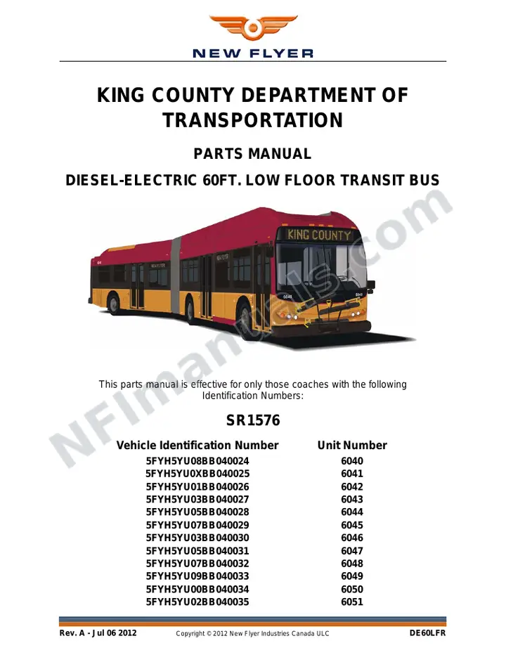 SR1576 Parts Manual, King County Department of Transportation first-page preview