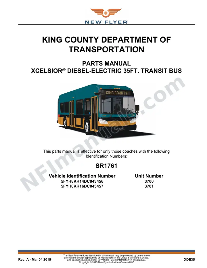 SR1761 Parts Manual, King County Department of Transportation first-page preview