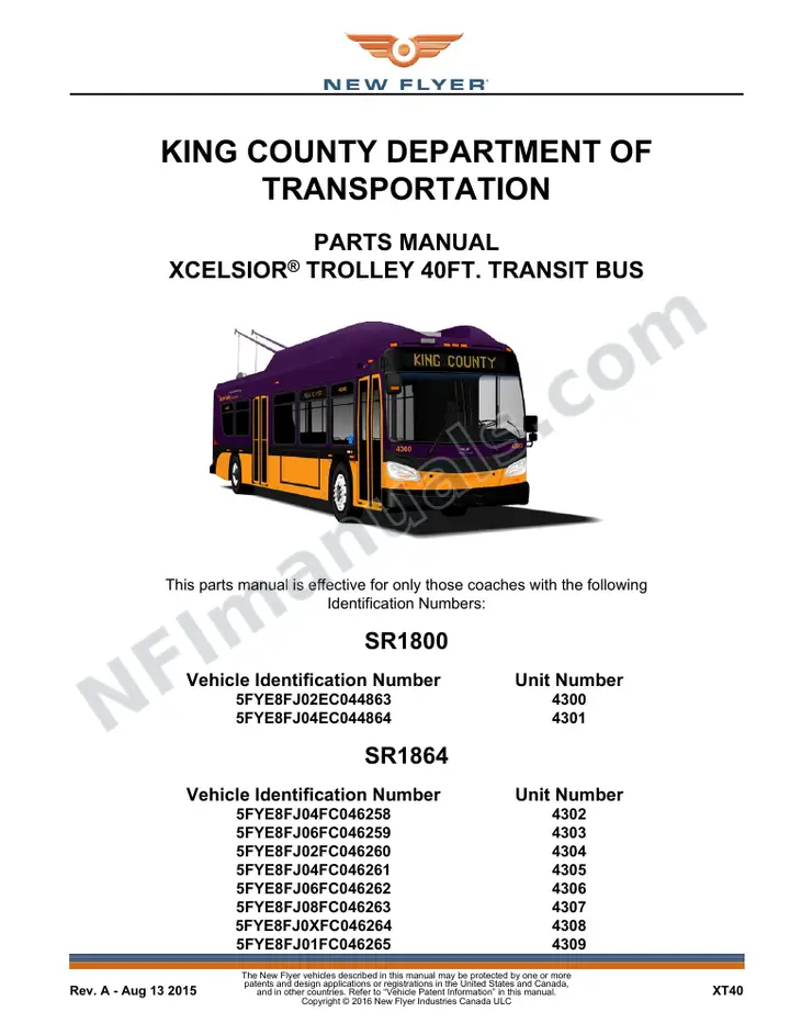 SR1800_1864 Parts Manual, King County Department of Transportation first-page preview