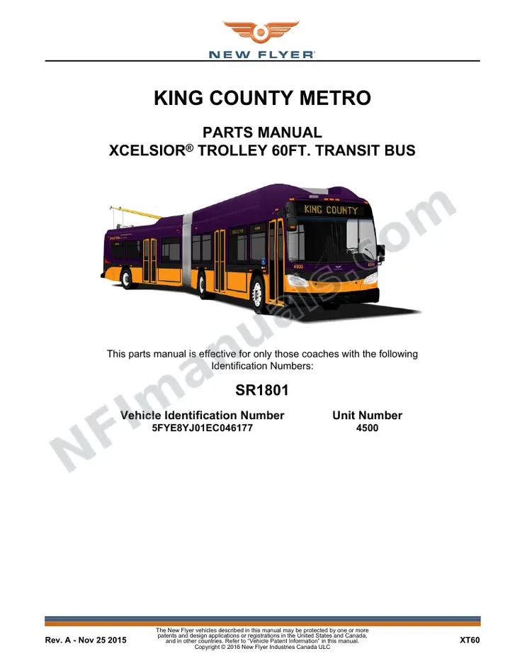 SR1801 Parts Manual, King County Metro first-page preview