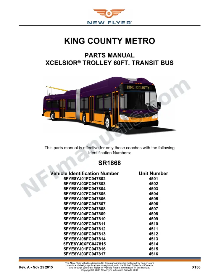 SR1868 Parts Manual, King County Metro first-page preview