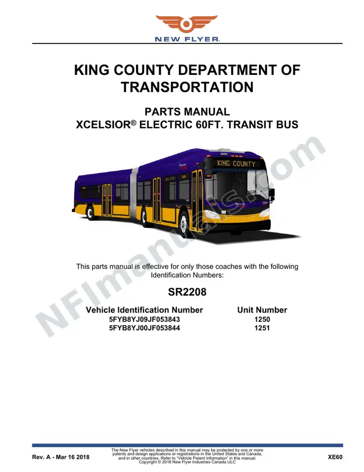 SR2208 Parts Manual, King County Department of Transportation first-page preview