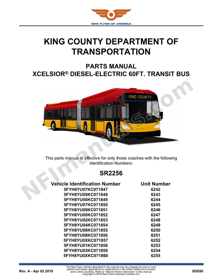 SR2256 Parts Manual, King County Department of Transportation first-page preview
