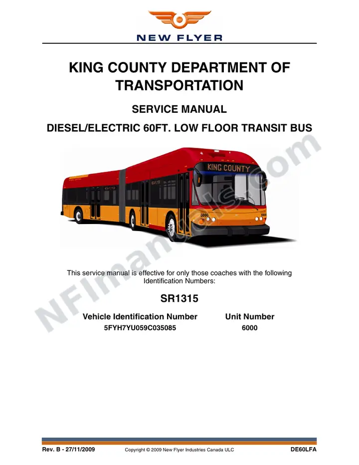 SR1315 Service Manual, King County Department of Transportation first-page preview
