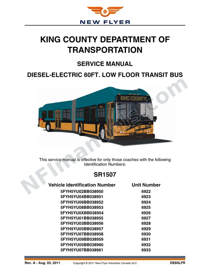 SR1507 Service Manual, King County Department of Transportation first-page preview