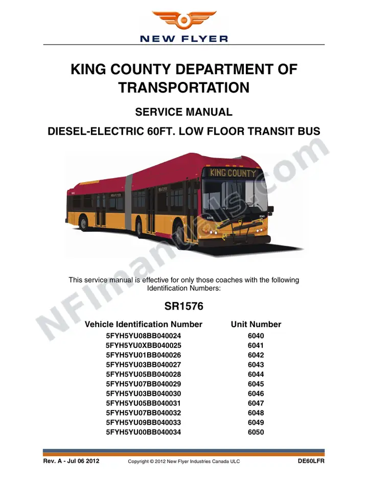 SR1576 Service Manual, King County Department of Transporatation first-page preview