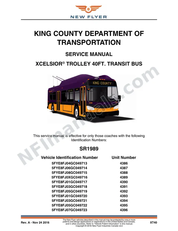 SR1989 Service Manual, King County Department of Transportation first-page preview