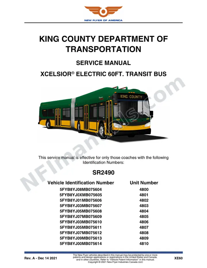 SR2490 Service Manual, King County Department of Transportation first-page preview
