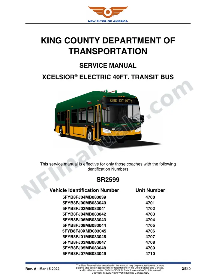 SR2599 Service Manual, King Country Department of Transportation first-page preview