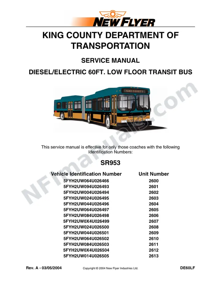 SR953/980 Service Manual, King County Department of Transportation first-page preview