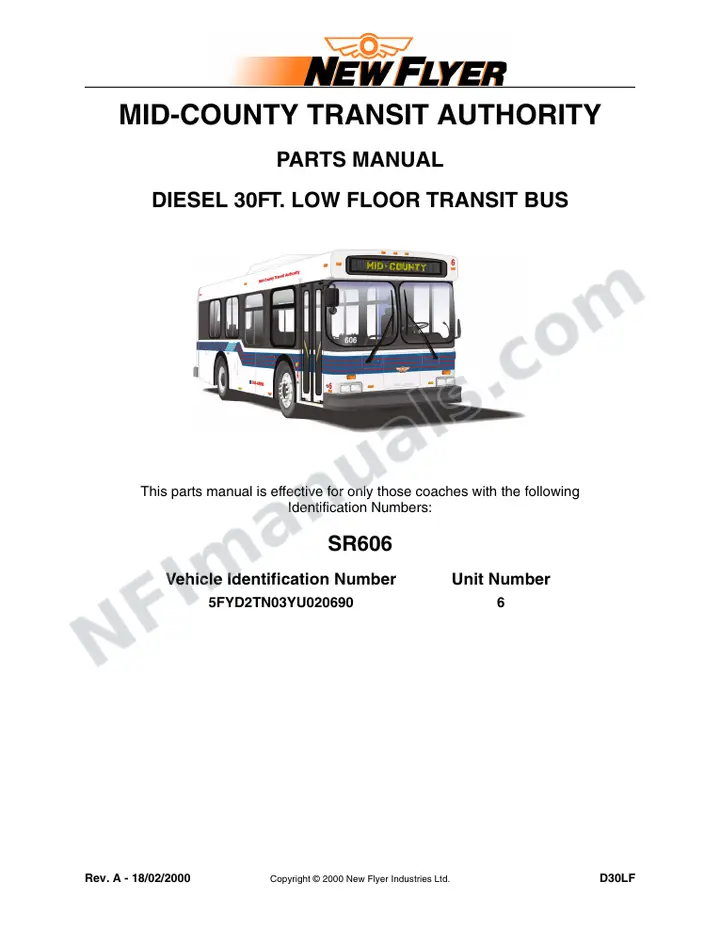 SR606 Parts Manual, Mid-County Transit Authority first-page preview