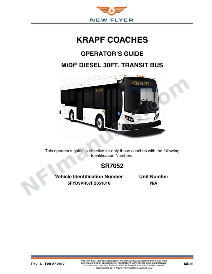 New Flyer MD30 Manual Package - Krapf Coaches included manual preview
