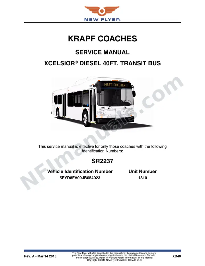 SR2237 Service Manual, Krapf Coaches first-page preview