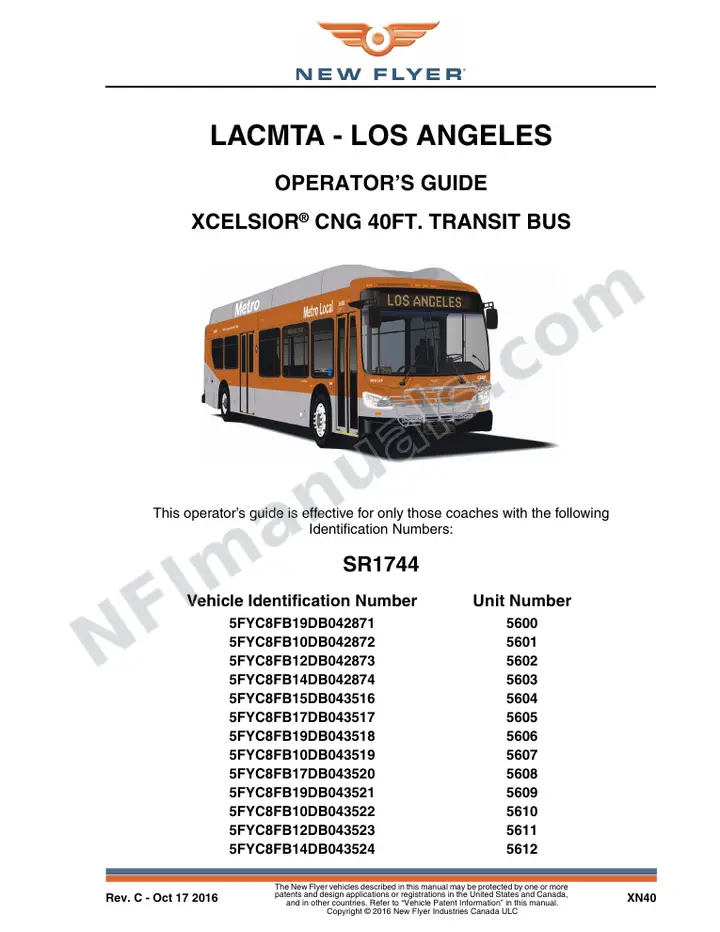New Flyer XN40 Manual Package - LACMTA - Los Angeles included manual preview