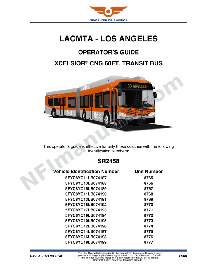 SR2458 Operator's Guide, LACMTA - Los Angeles first-page preview