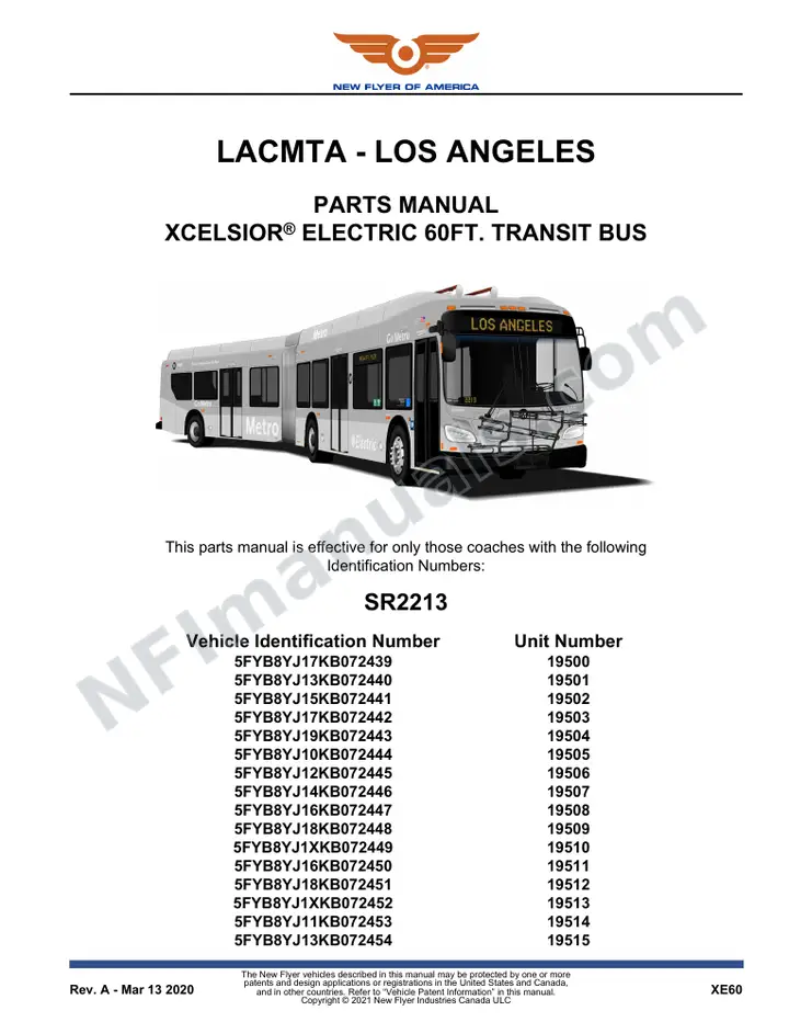 SR2213 Parts Manual, LACMTA - Los Angeles first-page preview