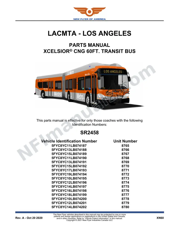 SR2458 Parts Manual, LACMTA - Los Angeles first-page preview