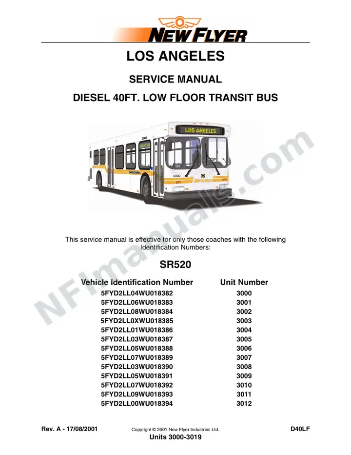 Units 3000-3019 Service Manual, Los Angeles (SR520) first-page preview