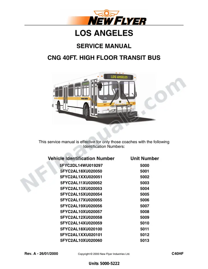Units 5000-5222, Service Manual, Los Angeles (SR541/579/627) first-page preview