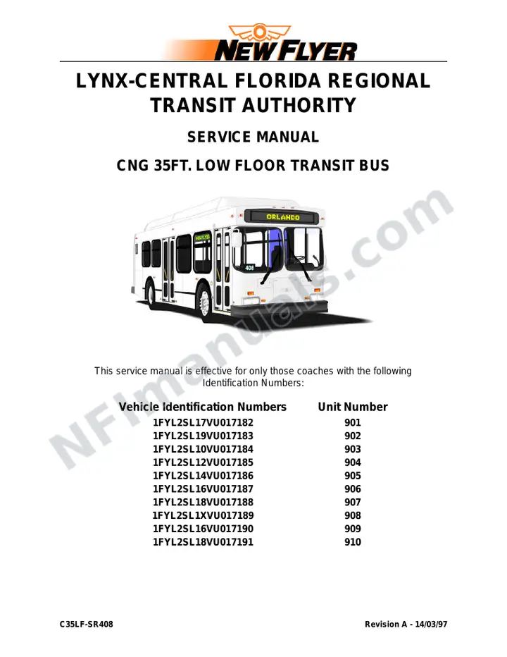 New Flyer C35LF Manual Package - LYNX - Central Florida Regional Transport Authority included manual preview