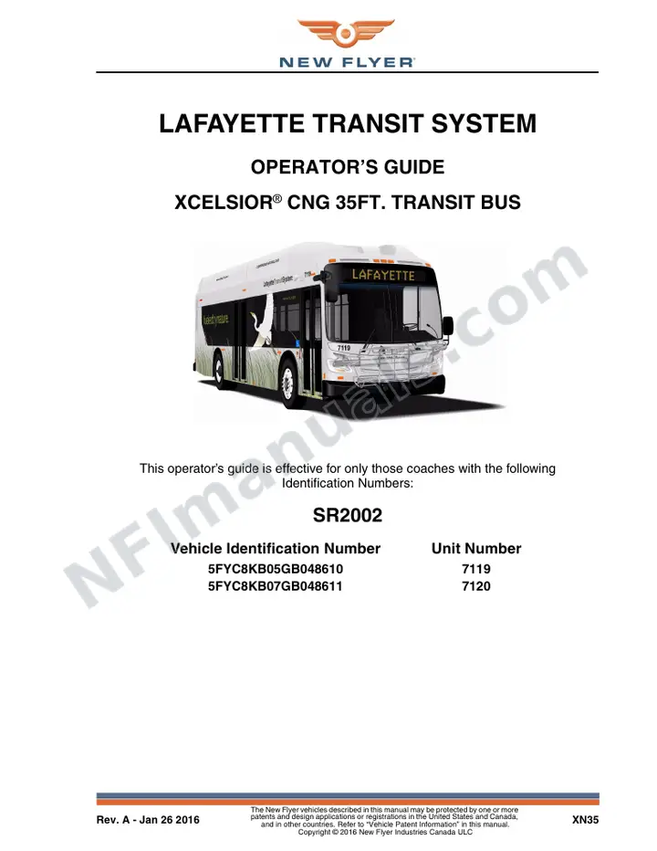 SR2002 Operator's Guide, Lafayette Transit System first-page preview