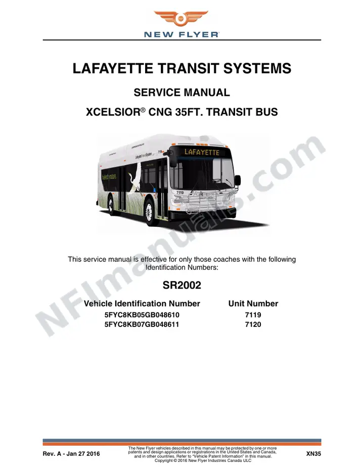 SR2002 Service Manual, Lafayette Transit System first-page preview