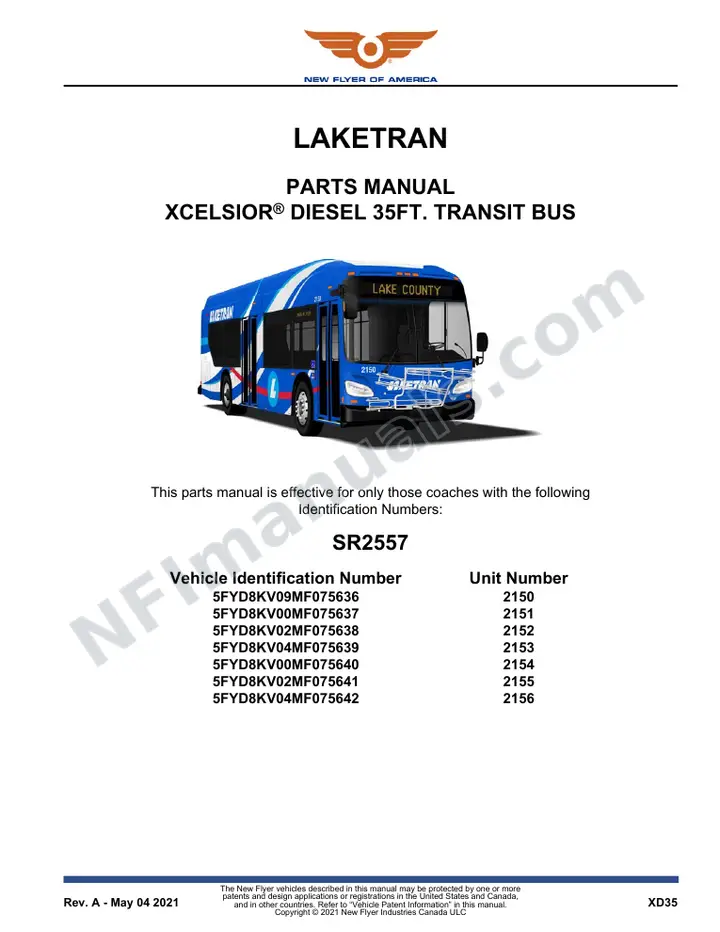 SR2557 Parts Manual, Laketran first-page preview