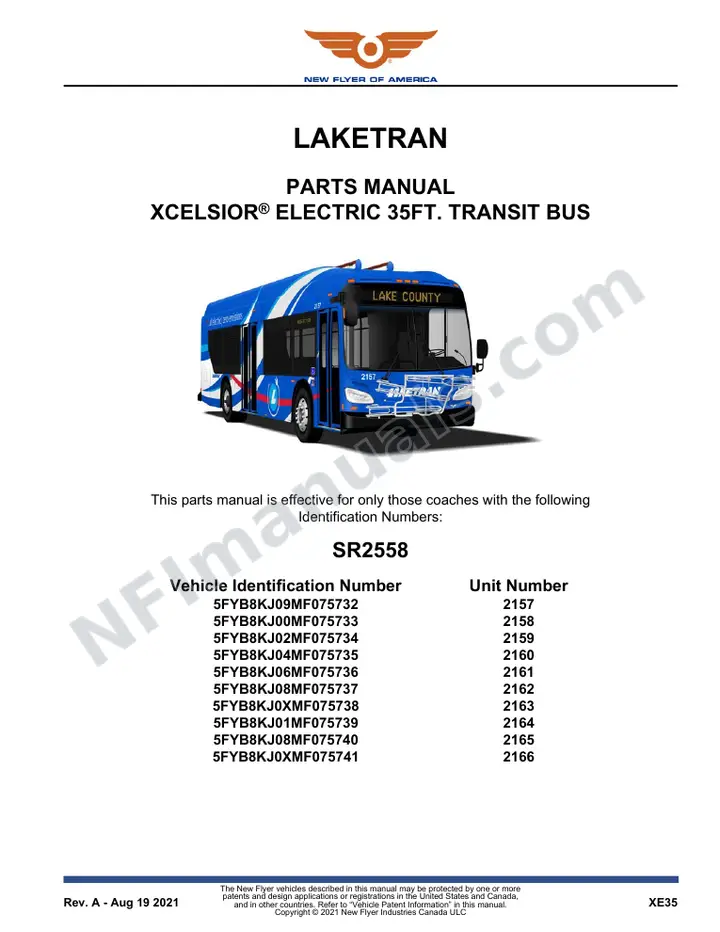 SR2558 Parts Manual, Laketran first-page preview