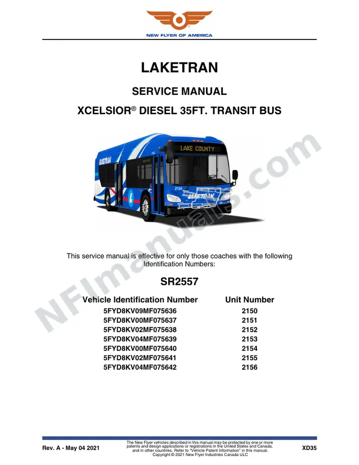 SR2557 Service Manual, Laketran first-page preview