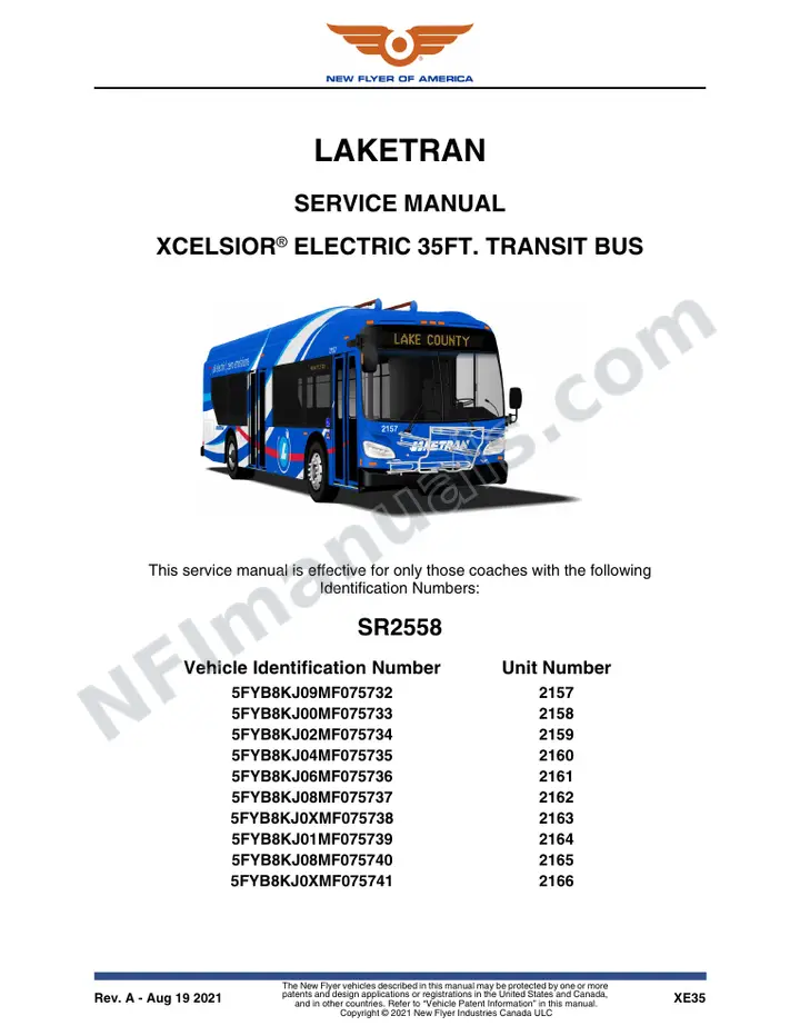SR2558 Service Manual, Laketran first-page preview