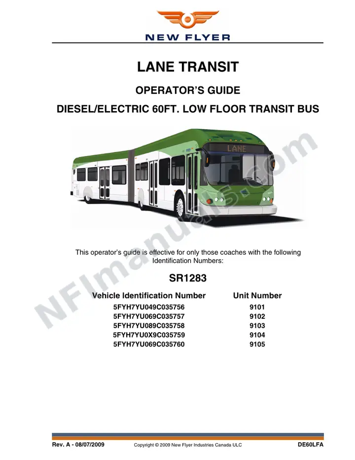 SR1283 Operator's Guide, Lane Transit first-page preview