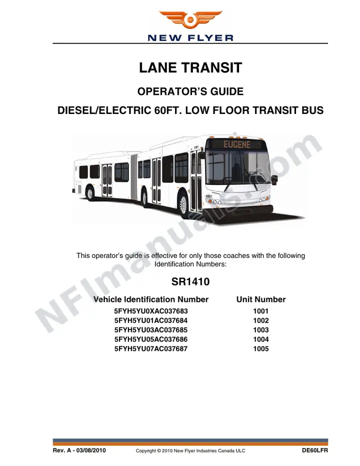 SR1410 Operator's Guide, Lane Transit first-page preview