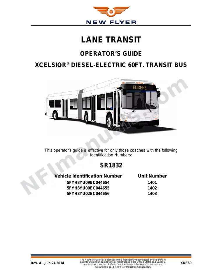 New Flyer XDE60 Manual Package - Lane Transit District included manual preview