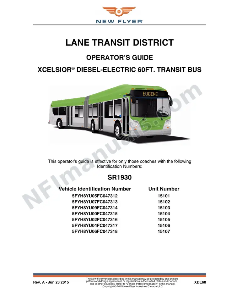 SR1930 Operator's Guide, Lane Transit District first-page preview
