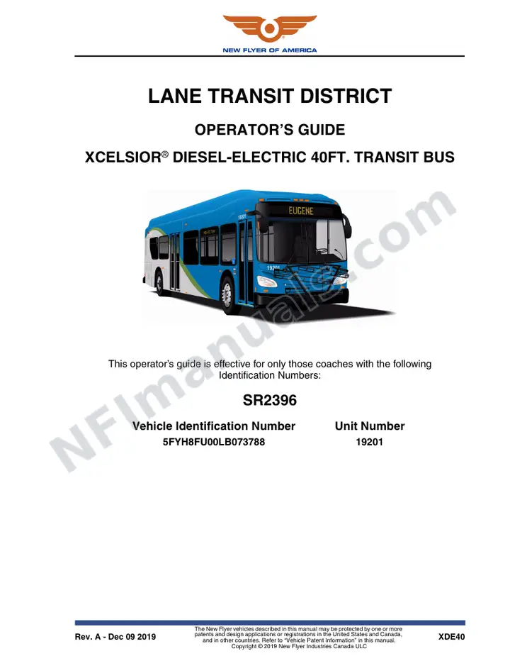 SR2396 Operator's Guide, Lane Transit District first-page preview