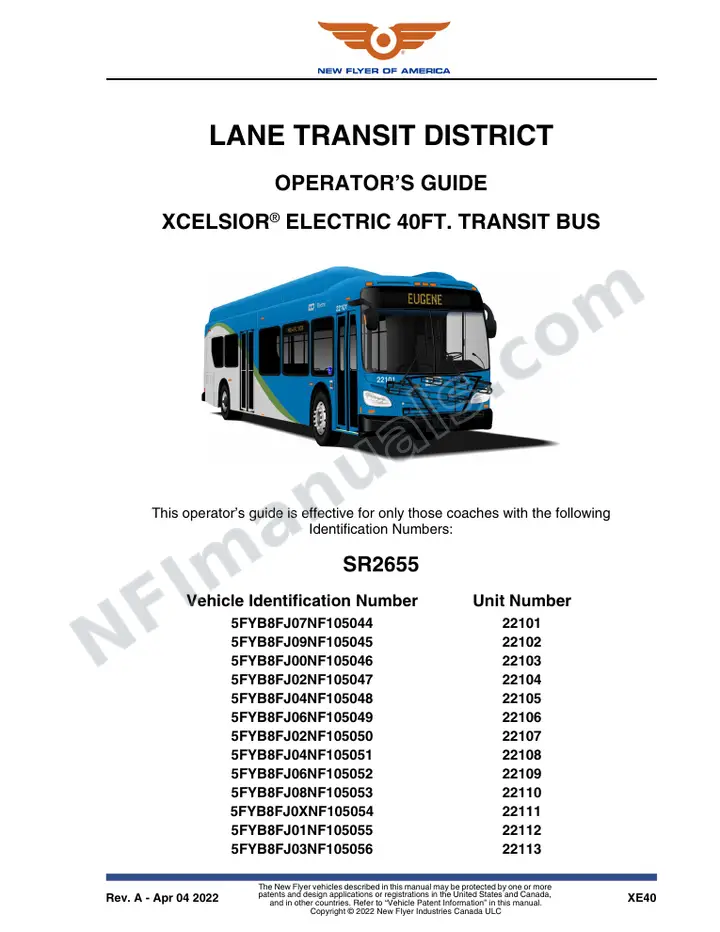 SR2655 Operator's Guide, Lane Transit District first-page preview