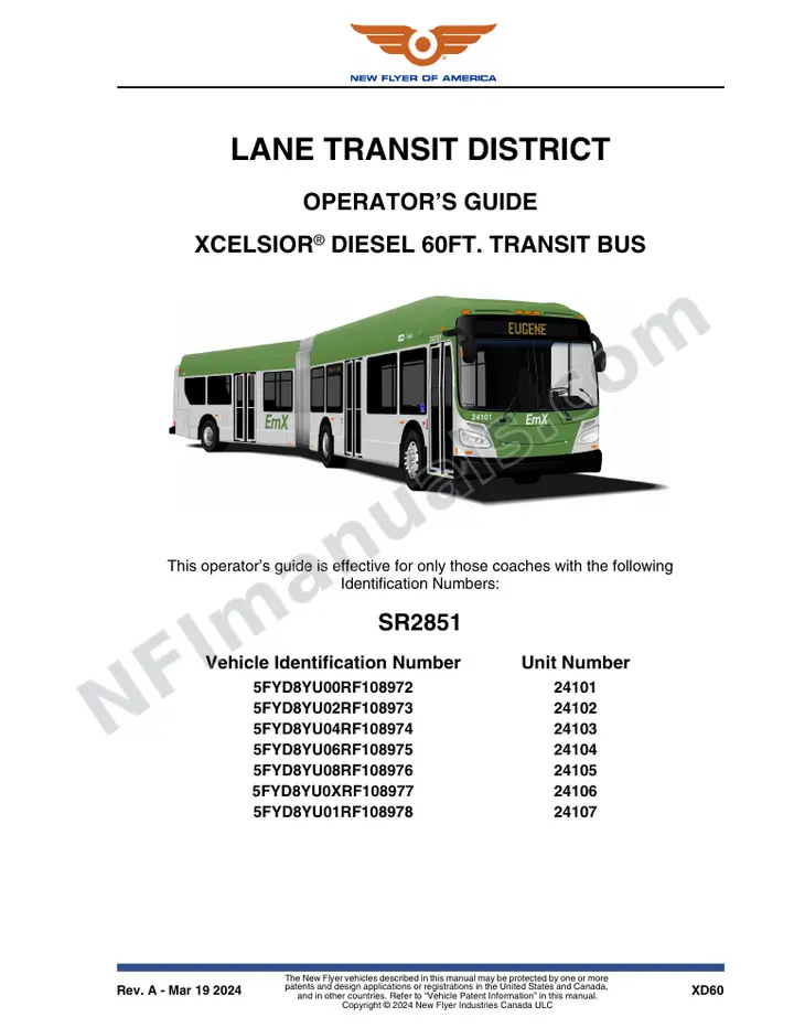 SR2851 Operator's Guide, Lane Transit District first-page preview