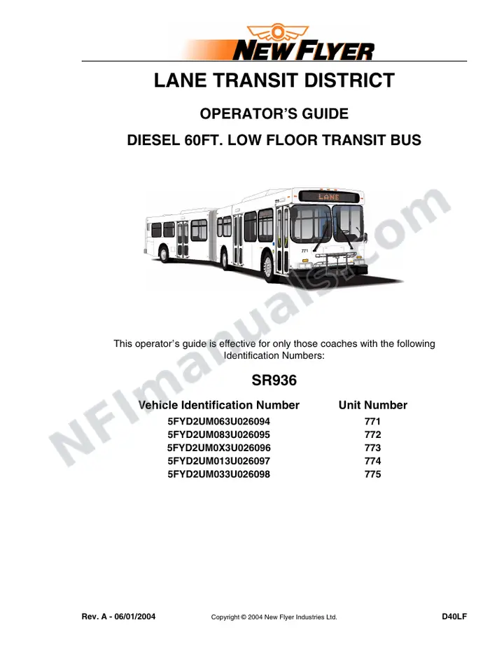 SR936 Operator's Guide, Lane Transit District first-page preview